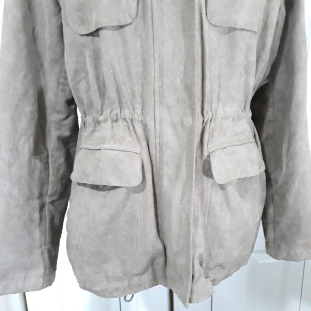 Vince Camuto utility with hidden hoddie light brown jacket Zipper Size Large - Picture 3 of 11
